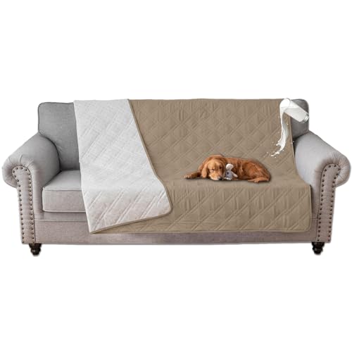 SHUOJIA wasserdichte Hundedecke,urinbeständige Haustierdecke für Couchbett,Kleine,Mittelgroße Hunde,Katzen, Autositzschutz,100% Flüssigkeitsbeständig,Waschbar (102x127cm,Khaki) von SHUOJIA