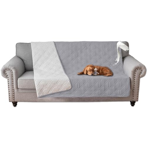 SHUOJIA wasserdichte Hundedecke,urinbeständige Haustierdecke für Couchbett,Kleine,Mittelgroße Hunde,Katzen, Autositzschutz,100% Flüssigkeitsbeständig,Waschbar (102x127cm,Light Grey) von SHUOJIA