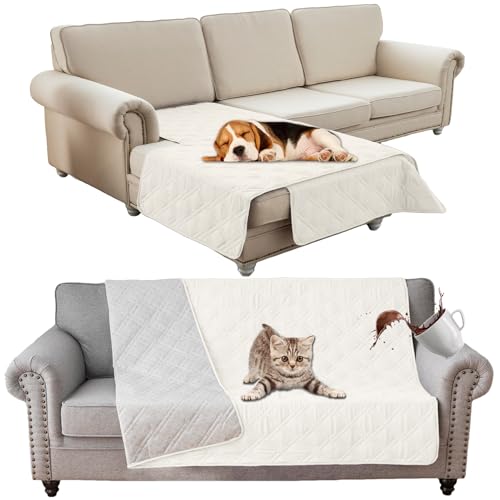 SHUOJIA wasserdichte Hundedecke,urinbeständige Haustierdecke für Couchbett,Kleine,Mittelgroße Hunde,Katzen, Autositzschutz,100% Flüssigkeitsbeständig,Waschbar (102x127cm,White) von SHUOJIA