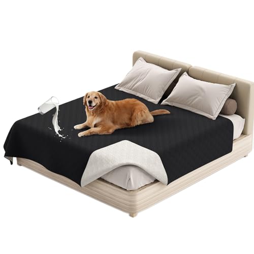 SHUOJIA wasserdichte Hundedecke,urinbeständige Haustierdecke für Couchbett,Kleine,Mittelgroße Hunde,Katzen, Autositzschutz,100% Flüssigkeitsbeständig,Waschbar (132x208cm,Black) von SHUOJIA