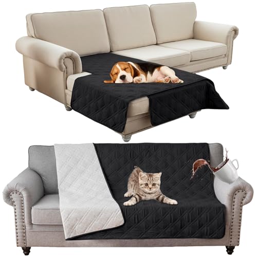 SHUOJIA wasserdichte Hundedecke,urinbeständige Haustierdecke für Couchbett,Kleine,Mittelgroße Hunde,Katzen, Autositzschutz,100% Flüssigkeitsbeständig,Waschbar (173x208cm,Black) von SHUOJIA