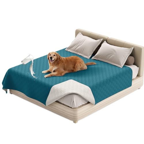 SHUOJIA wasserdichte Hundedecke,urinbeständige Haustierdecke für Couchbett,Kleine,Mittelgroße Hunde,Katzen, Autositzschutz,100% Flüssigkeitsbeständig,Waschbar (173x208cm,Green) von SHUOJIA