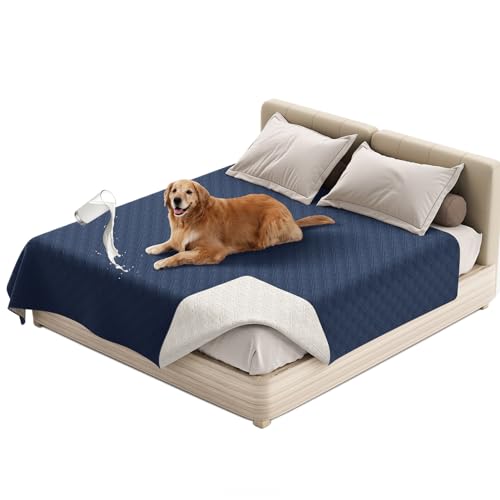 SHUOJIA wasserdichte Hundedecke,urinbeständige Haustierdecke für Couchbett,Kleine,Mittelgroße Hunde,Katzen, Autositzschutz,100% Flüssigkeitsbeständig,Waschbar (208x208cm,Blue) von SHUOJIA