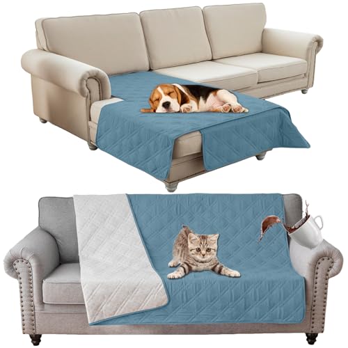 SHUOJIA wasserdichte Hundedecke,urinbeständige Haustierdecke für Couchbett,Kleine,Mittelgroße Hunde,Katzen, Autositzschutz,100% Flüssigkeitsbeständig,Waschbar (208x208cm,Light Blue) von SHUOJIA