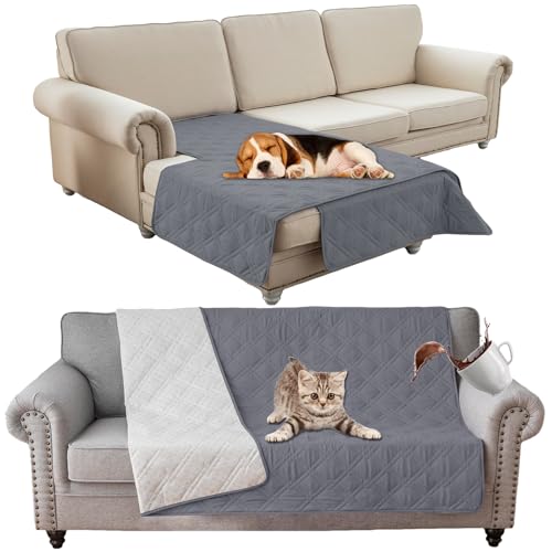 SHUOJIA wasserdichte Hundedecke,urinbeständige Haustierdecke für Couchbett,Kleine,Mittelgroße Hunde,Katzen, Autositzschutz,100% Flüssigkeitsbeständig,Waschbar (76x127cm,Grey) von SHUOJIA