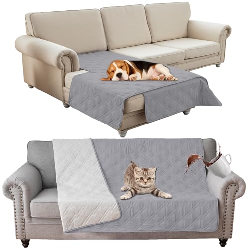 SHUOJIA wasserdichte Hundedecke,urinbeständige Haustierdecke für Couchbett,Kleine,Mittelgroße Hunde,Katzen, Autositzschutz,100% Flüssigkeitsbeständig,Waschbar (76x127cm,Light Grey) von SHUOJIA