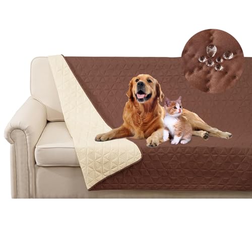 SHUOJIA wasserdichte Hundedecke für Couch,Haustier-Couchschutz, große Haustierdecken für Hunde und Katzen,rutschfeste Bettsofa-Möbelschutzmatte (30"x70",Dark Brown) von SHUOJIA