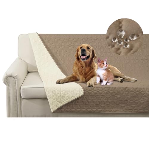 SHUOJIA wasserdichte Hundedecke für Couch,Haustier-Couchschutz, große Haustierdecken für Hunde und Katzen,rutschfeste Bettsofa-Möbelschutzmatte (40"x50",Khaki) von SHUOJIA