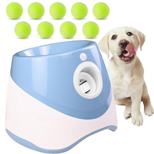 SHYUJAJIE Automatischer Ballwerfer für Hunde, Apportiermaschine mit 3 bis 9 m, 3 Startdistanz, Hunde-Tennisball-Wurfmaschine für drinnen und draußen von SHYUJAJIE