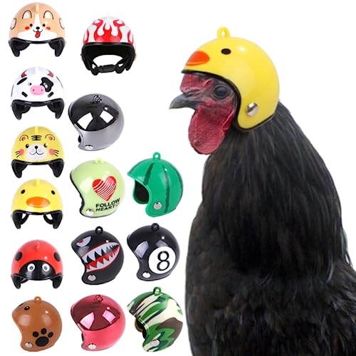 Haustier-Huhn, Vogel, Papagei, Sittich, Enten, Wachteln, Kopfbedeckung, kleiner Helm, Sicherheitshut, Dekoration, lustiges Geflügel-Kostüm, Spielzeug, Zubehör (14 Stück) von SIANKO