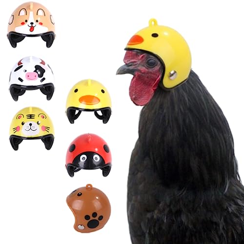 Haustier-Huhn, Vogel, Papagei, Sittich, Enten, Wachteln, Kopfbedeckung, kleiner Helm, Sicherheitshut, Dekoration, lustiges Geflügel-Kostüm, Spielzeug, Zubehör (6 Stück) von SIANKO