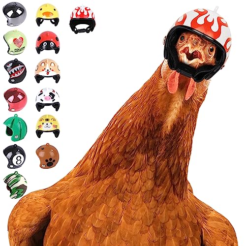 Kleiner Helm, Kopfbedeckung, Spielzeug, für Huhn, Vogel, Papagei, Sittich, Enten, Wachteln, lustiges Haustier-Sicherheitshut, Zubehör (14 Stück) von SIANKO