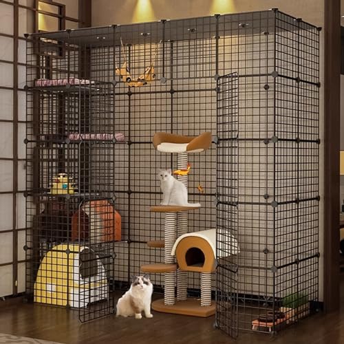 Große Katzenkäfige für den Innenbereich, abnehmbarer Katzenlaufstall, DIY-Katzenkisten, Metalldrahtkatzenhütte mit Dach, großer Übungsort ideal für 1-4 Katzen, verschiedene Größen (Größe: 183 x 75 x von SIDID