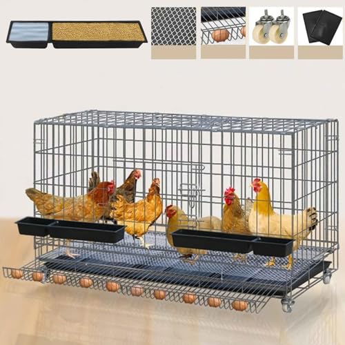 Günstige Hühnerkäfige mit Mülltonne und Eierpflücke, großer Hühnerstall für draußen/innen, faltbar, mit Türschloss (6 Größen) (Color : B, Size : 85x60x72cm) von SIDID