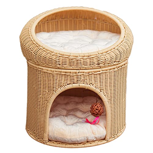 Katzenbett Höhle Beige für Große Katzen Katzenhöhle Waschbar mit 2 Kissen Katzenhaus Indoor Handgefertig, für Kleines Haustier Innen (6 Farben) (Color : D) von SIDID