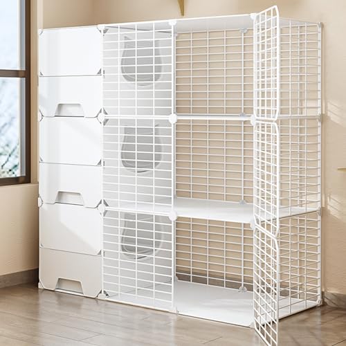 SIDID Groß Katzenkäfig XXL Indoor mit Katzenklo, 2/3 Stöckiger Katzengehege Abnehmbare, Zusammenklappbarer Haustierkäfig für Katzen, Ideal für 1-2 Katzen(White,105x45x105cm) von SIDID