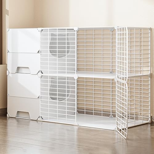 SIDID Groß Katzenkäfig XXL Indoor mit Katzenklo, 2/3 Stöckiger Katzengehege Abnehmbare, Zusammenklappbarer Haustierkäfig für Katzen, Ideal für 1-2 Katzen(White,105x45x70cm) von SIDID