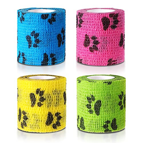 SIGANDG Selbstklebende Bandagen Atmungsaktive Elastische Bandagen für Haustiere Fellschützende Verbandsbandagen Leicht Zu Reißen (5cm Breite)（4er-Pack） von SIGANDG