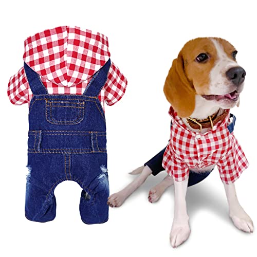 SILD Haustier Denim Overall Hundejeans Hoodies Cool Blue Coat Medium Kleine Hunde Klassische Jacke Welpe Blau Vintage Gewaschene Westen (XS, Rot 1) von SILD