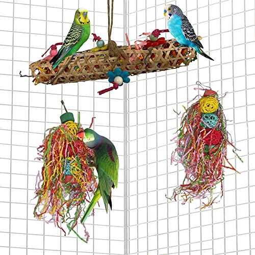 SIMENA Vogel Kauspielzeug Futtersuche Aktenvernichter Spielzeug für afrikanische graue Kakadus Amazonas Papageien große und mittelgroße Papageien (3 Stück Futtersuche Aktenvernichter) von SIMENA