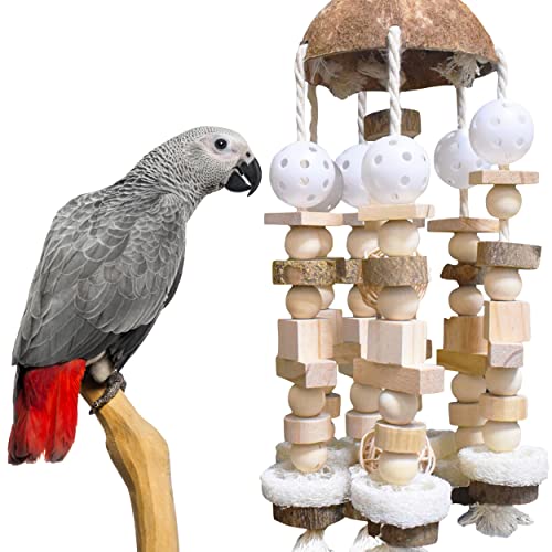 SIMENA Vogelspielzeug, mittelgroße Papageienspielzeug aus natürlichen Holzblöcken, Vogelkauspielzeug für Papageienkäfig, Amazonaspapageien, große und mittelgroße Papageien von SIMENA