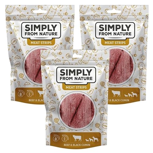 SIMPLY FROM NATURE Meat Strips Rindfleisch und Schwarzkümmel für Hunde 3x80 g von SIMPLY FROM NATURE