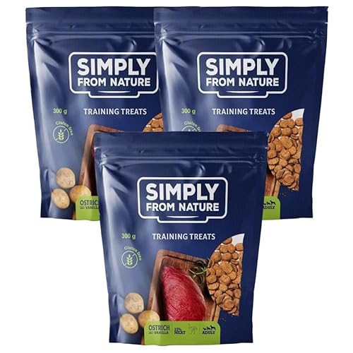 SIMPLY FROM NATURE Trainings-Leckerlis für Hunde mit Straußenfleisch und Vanille 3 x 300 g von SIMPLY FROM NATURE