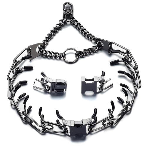 Hundehalsband mit Design, Schnellverschluss, sichere Schnappschnalle, Edelstahl-Gliederkette, robustes Metall, Hundehalsband, Outdoor-Spaziergänge, Training, 40,6 cm bis 66 cm von SINBADA