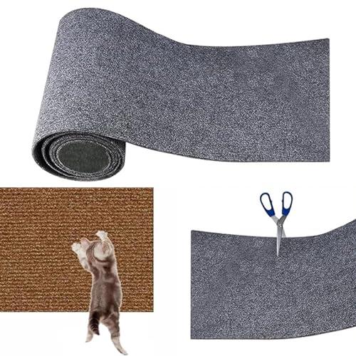 SIONUE Climbing Cat Scratcher, DIY Climbing Cat Scratcher, Cat Scratching Mat, Trimmable Self-Adhesive Cat Scratching Carpet, Cat Floor Scratching Board, Protects Carpets and Sofas (L,Gray) von SIONUE