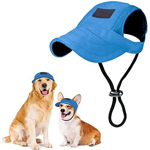 Hundemütze Sonnenschutz Baseballmütze Haustier Hundecap mit Ohrlöchern Sonnenhut Verstellbar Basecap Atmungsaktiv Sommer Baseballkappe Welpen Katze Hundecap für Outdoor Sport Reise von SIQITECH