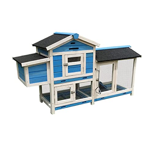 SISWIM Katzenhaus Katzenhütte Katzenkäfig Doppellagige Haustiervilla mit Tablett Super Space Laufkäfig Kaninchenkäfig Hühnerkäfig Katzengehege Katzenmöbel Katzenhöhle (Color : Blauw) von SISWIM