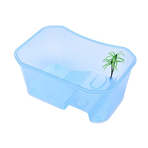 SISWIM Reptil Fütterungsbox Terrarium Amphibien Reptile Vivarium Box for Schildkröten-Futterbox mit Basking Platform Tank Reptilienzuchtbox Reptilienfütterung (Color : Blauw) von SISWIM