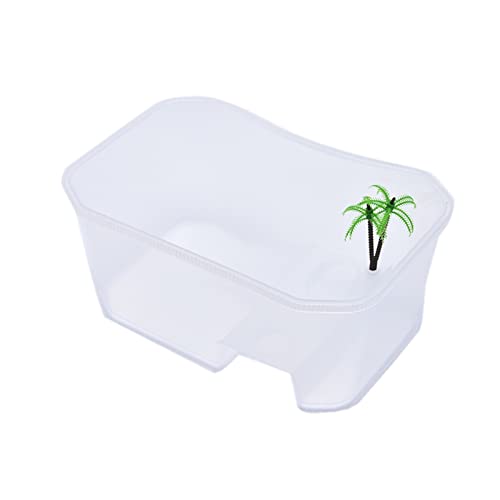 SISWIM Reptil Fütterungsbox Terrarium Amphibien Reptile Vivarium Box for Schildkröten-Futterbox mit Basking Platform Tank Reptilienzuchtbox Reptilienfütterung (Color : Wit) von SISWIM