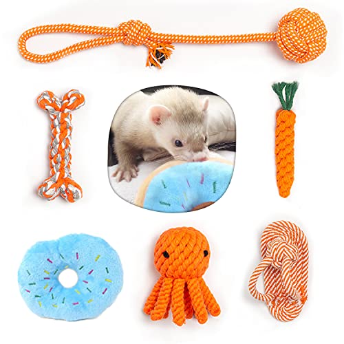 SIT ZIT 6 Stück Frettchen Spielzeug Durable Knotted Rope Tug Perfekt für Zahnen Säugetiere Baumwollseil Kauspielzeug Interaktives Hundeseil-Spielzeug-Set maschinenwaschbar von SIT ZIT