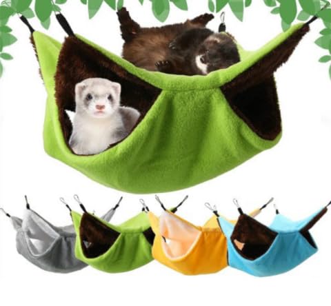 Haustier Hamster Hängematte Set, Hängebett Käfig Haus und Käfig Ecke Versteck Kleintiere weiches Haustier Spielzeug, Meerschweinchen Bett Ratte Hideaway Hängematte Ecke für Papagei Frettchen (green) von SITAKEGS