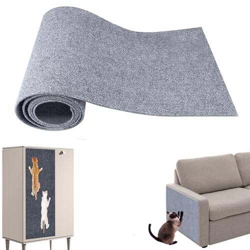 SIUVEY Kratzmatte Selbstklebend,Kratzmatte Katze Wand,DIY Climbing Cat Scratcher,Kratzmatte Katze Sofa,Kratzmatte Für Katzen,Teppich-Katzenkratzer-Möbelschutz (30 * 100cm,Hellgrau) von SIUVEY