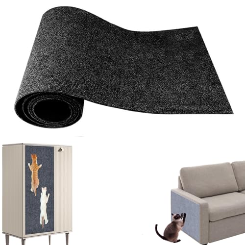 Kratzmatte Selbstklebend,Kratzmatte Katze Wand,DIY Climbing Cat Scratcher,Kratzmatte Katze Sofa,Kratzmatte Für Katzen,Teppich-Katzenkratzer-Möbelschutz (30 * 100cm,schwarz) von SIUVEY