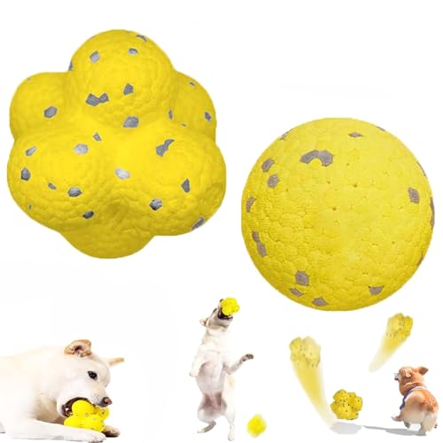 SIUVEY The Mellow Dog Calming Ball,Mellow Dog Calming Ball, Unzerstörbarer Hundeball,Hundespielzeug Ball,Indestructible Dog Ball,High Bounce Gummi Hundebälle, Interaktives Kauspielzeug (2PCS) von SIUVEY