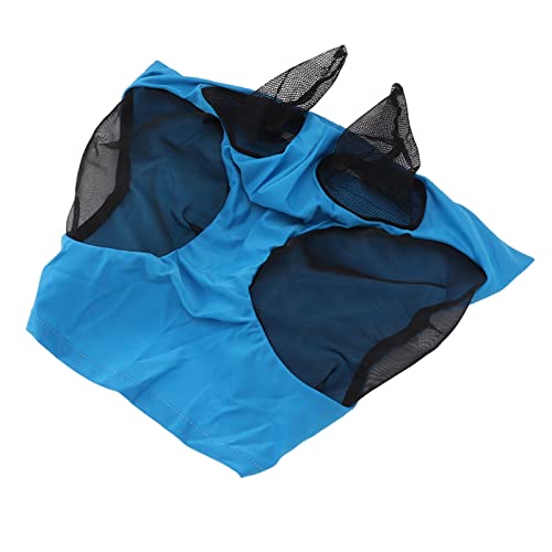Pferde-Mesh-Fliegenmaske, Atmungsaktiv, Elastisch, Pferde-Gesichtsmaske mit Ohrenschutz, Reitausrüstung (Blue) von SIXRUN