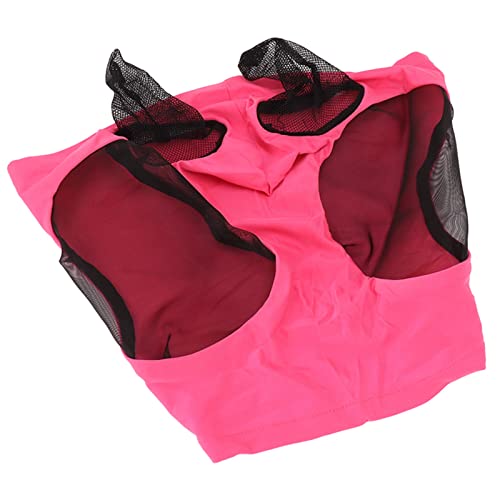 Pferde-Mesh-Fliegenmaske, Atmungsaktiv, Elastisch, Pferde-Gesichtsmaske mit Ohrenschutz, Reitausrüstung (Rosenrot) von SIXRUN