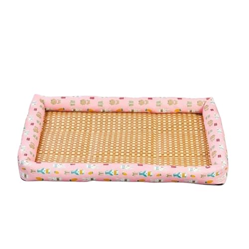 Gewebte Matte für Haustiere Haustierbett Schlafmatte Rattan Sofa Für Matratze Geeignet-B （Pink）-40x30 cm von SJFYB