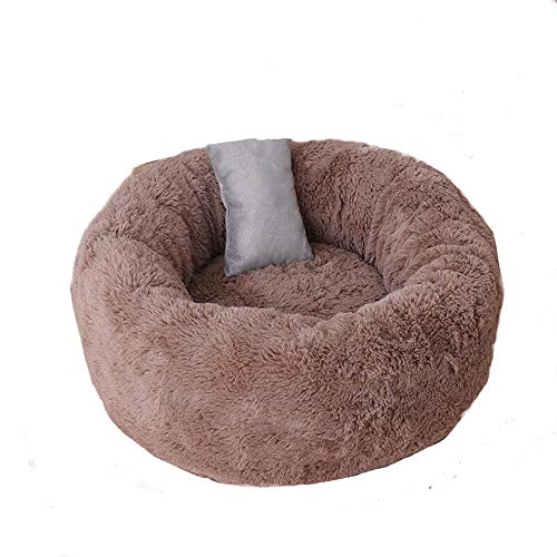 Donut Cuddler, runder Donut-Katzenkäfig, Hundehütte, Hundekissenbett, maschinenwaschbar, Wasserabweisende Unterseite, braun_S_40 cm Learned extensively von SJHDHDA