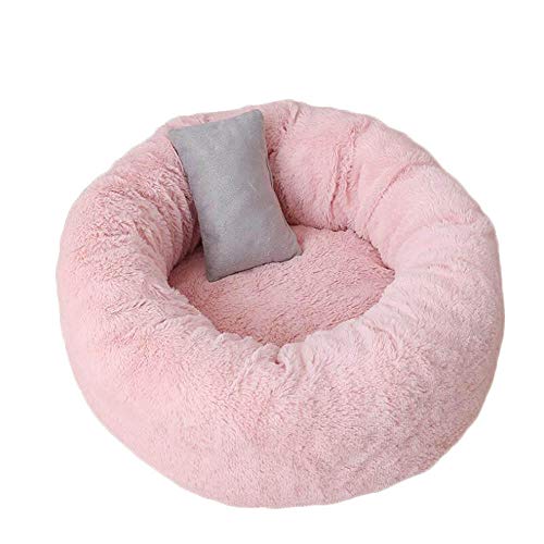 Donut Cuddler, runder Donut-Katzenkäfig, Hundehütte, Hundekissenbett, maschinenwaschbar, Wasserabweisende Unterseite, dunkelrosa, S_40 cm Learned extensively von SJHDHDA