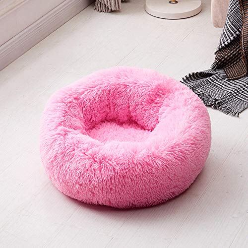 Donut Cuddler, runder Donut-Katzenkäfig, Hundehütte, Hundekissenbett, maschinenwaschbar, Wasserabweisende Unterseite, rosa_S_40 cm Learned extensively von SJHDHDA