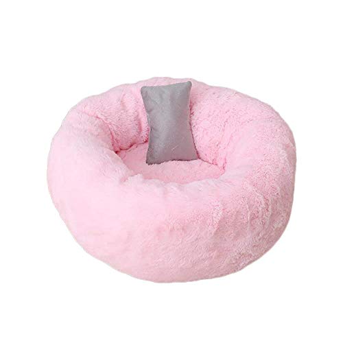 Donut Cuddler, runder Donut-Katzenkäfig, Hundehütte, Hundekissenbett, maschinenwaschbar, Wasserabweisende Unterseite, rosa_XL_70 cm Learned extensively von SJHDHDA