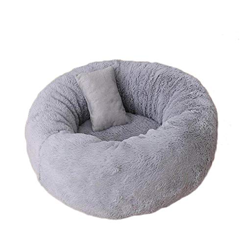 Donut Cuddler, runder Donut-Katzenkäfig, Hundehütte, Hundekissenbett, maschinenwaschbar, wasserabweisender Boden, hellgrau, XXL, 80 cm Learned extensively von SJHDHDA