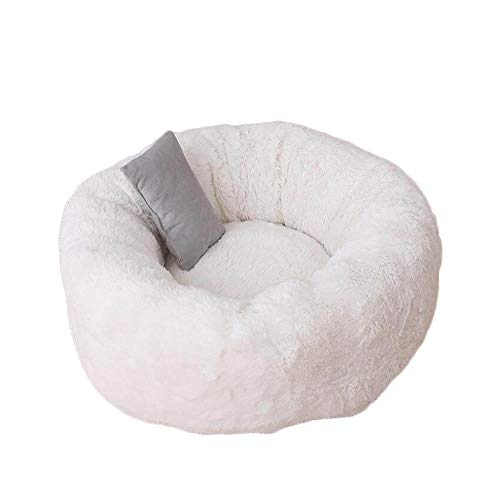 Donut Cuddler, runder Donut-Katzenkäfig, Hundehütte, Hundekissenbett, maschinenwaschbar, wasserabweisender Boden, weiß_L_60 cm Learned extensively von SJHDHDA