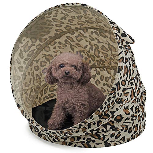 Neues Hundezelt, Hundehütte, faltbar, Leopardenmuster, mittelgroßes Welpen-Hundekatzenhaus, modisches Design für Haustier-Sommerbett, große Größe-Leopard_46 x 48 cm_ Learned extensively von SJHDHDA