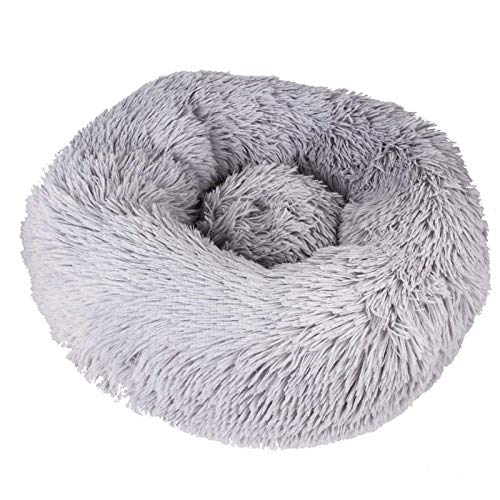 Rundes, Flauschiges, warmes Haustierbett für den Winter, Dickes Bett, kleine Hundehütte, Katzenruhe, Sofa, Cattery, Welpenmatratze, S/M/L – Hellgrau_L (60 x 60 x 17 cm) Learned extensively von SJHDHDA