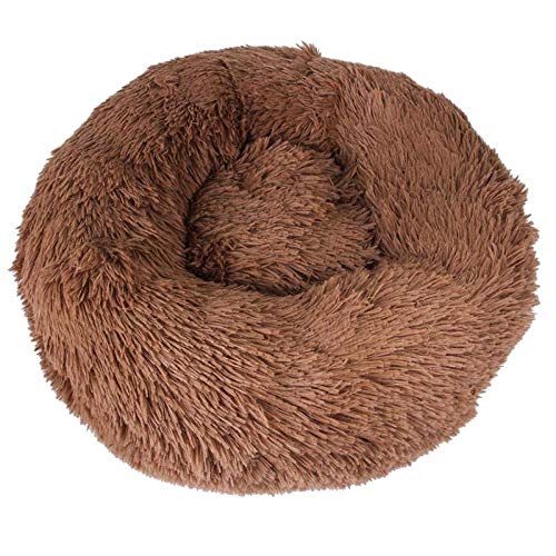 Rundes, Flauschiges, warmes Haustierbett für den Winter, kleine Hundehütte, Katzenruhe, Sofa, Cattery, Welpenmatratze, S/M/L – Braun_L (60 x 60 x 17 cm) Learned extensively von SJHDHDA